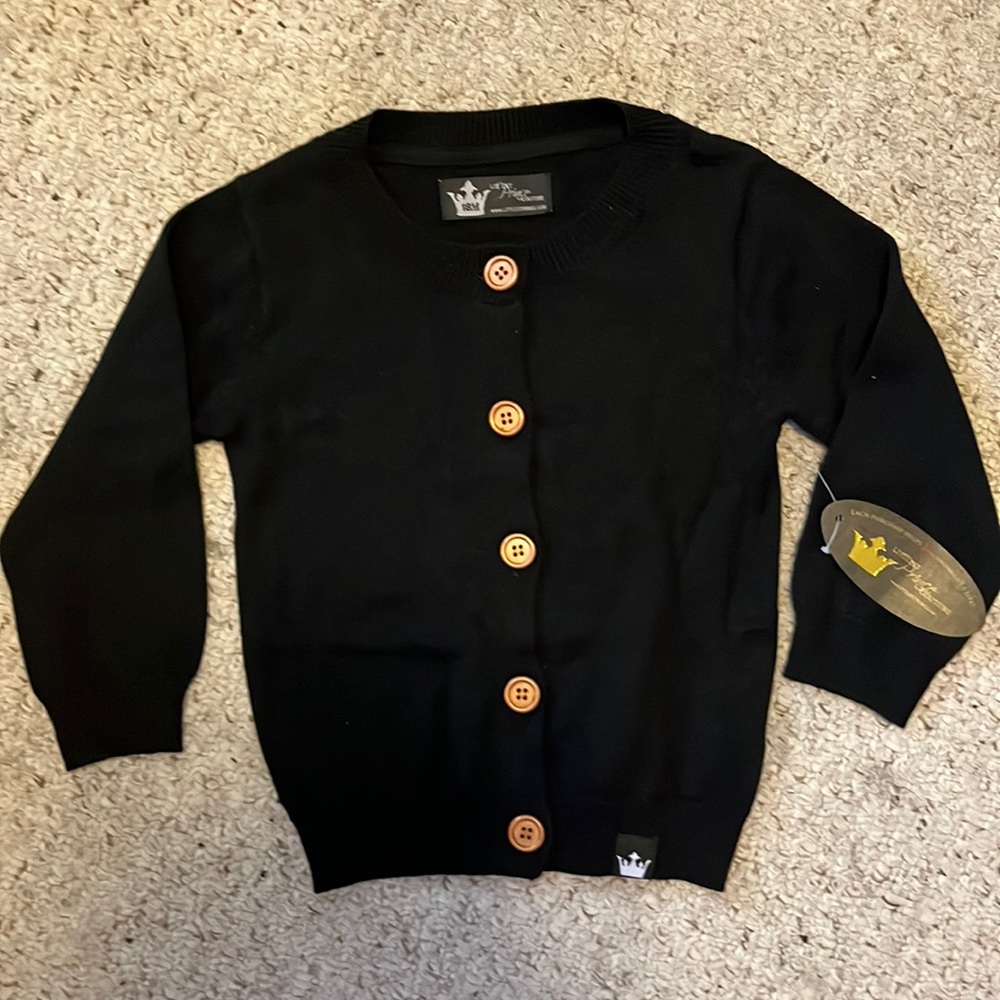 Littlest Prince Couture black button up sweater 18m